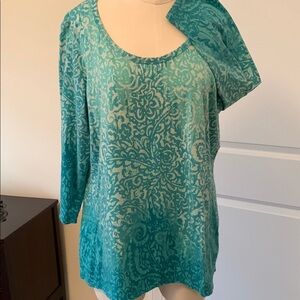 Teal Patterned Women's Top